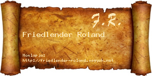 Friedlender Roland névjegykártya